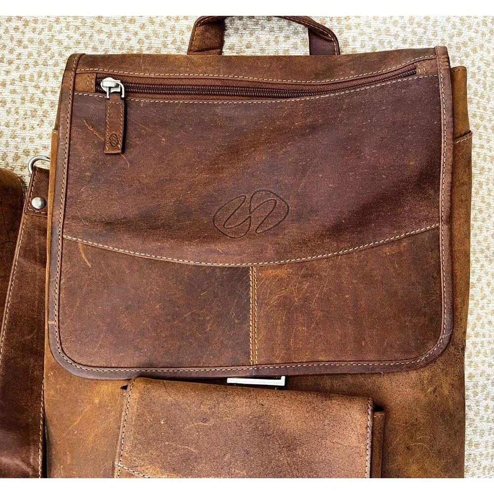 SANTORO Michael Designs The Flight Jacket iPad Mac Case Brown Leather 2 Straps